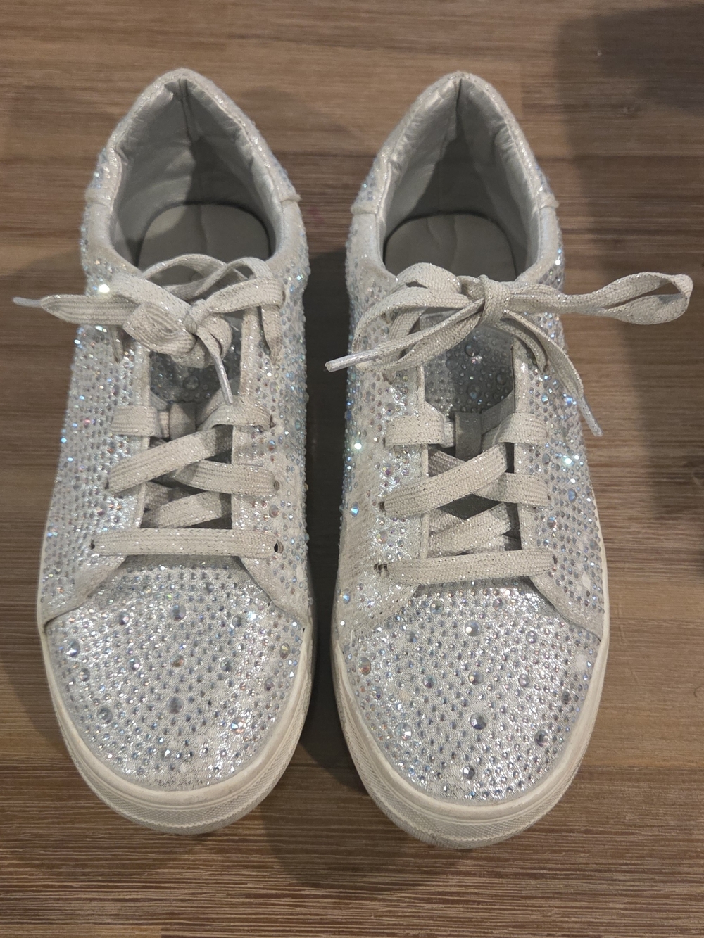 Women's Rhinestone Lace-Up Sneakers